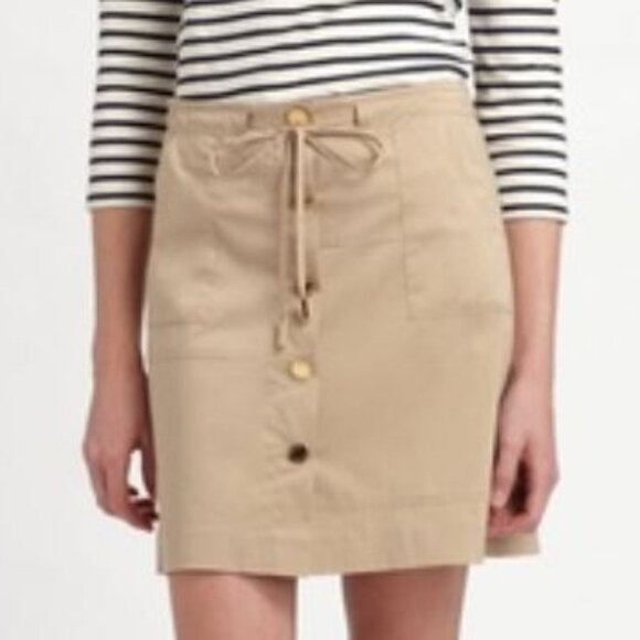 Tory Burch | Lightweight Cotton & Nylon Blend Utility Skirt in Khaki Tan | 2 - Picture 1 of 12